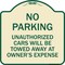 Signmission No Parking Unauthorized Cars Will Towed Away Owners Expense Alum Sign, 18" L, 18" H, TG-1818-23648 A-DES-TG-1818-23648 - alternate 1